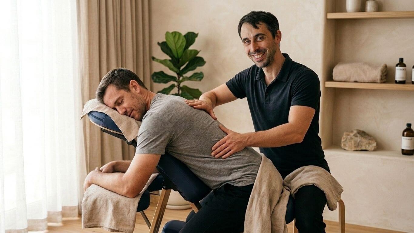 Formation Massage Assis Fusion sur chaise ergonomique à MRAUK-U